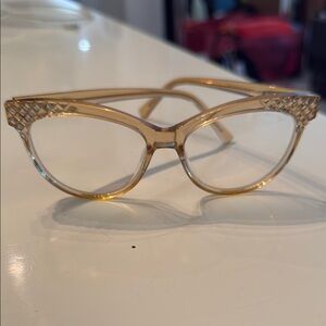 Cream Cat-Eye Glasses with Filigree Detailing